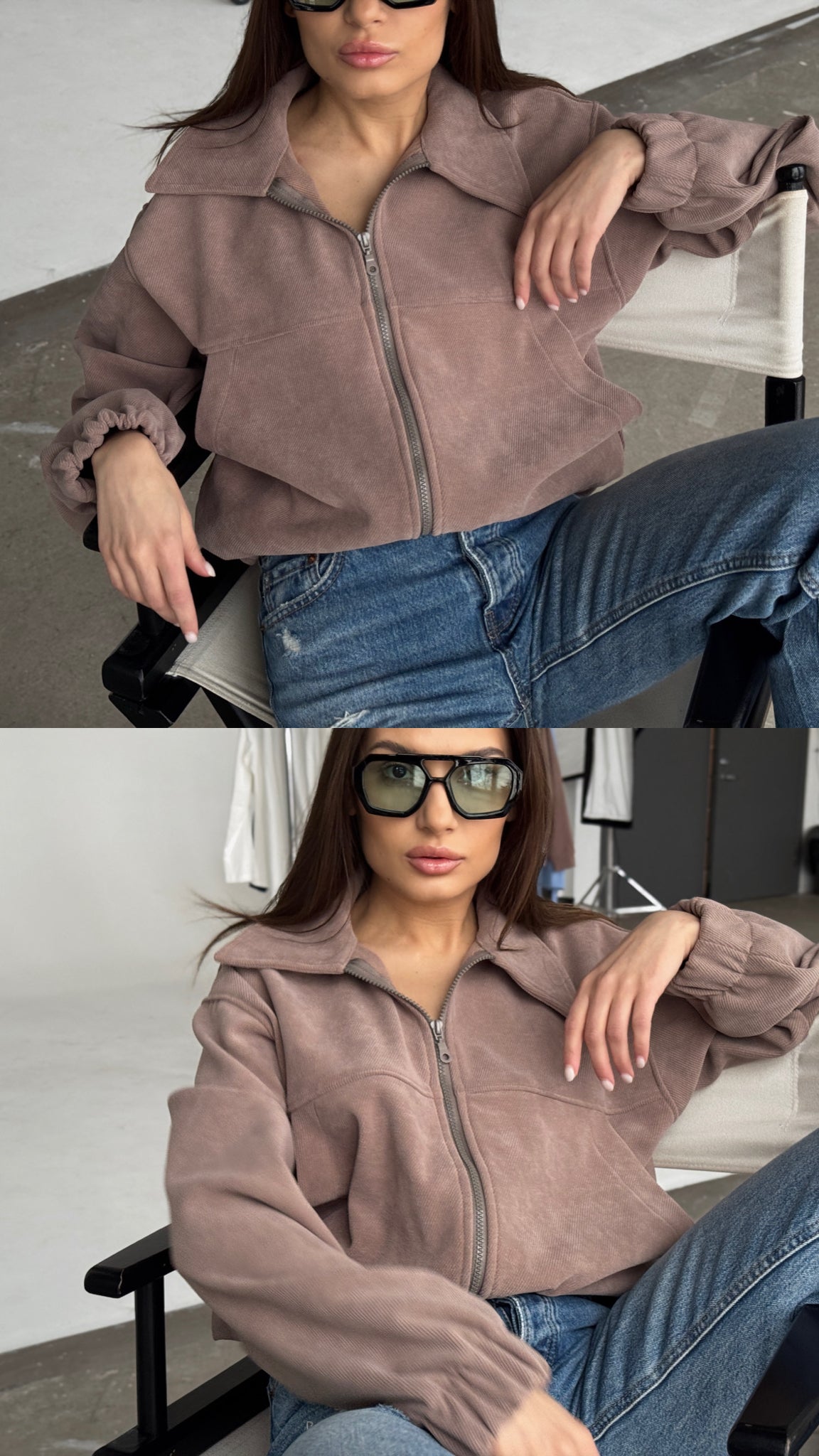 Bomber stiliaus švarkelis su užtrauktuku